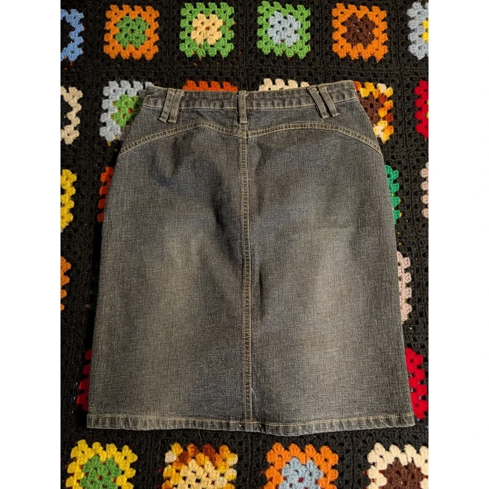 NO BOUNDARIES Y2K Stretch DENIM SKIRT Dark Blue Juniors 7